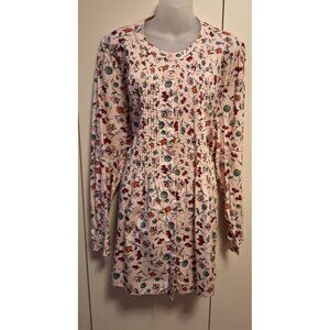 Woman Within Tunic Top 2X Pink Floral Pleated Cotton Pintuck Spring Fairy L/S